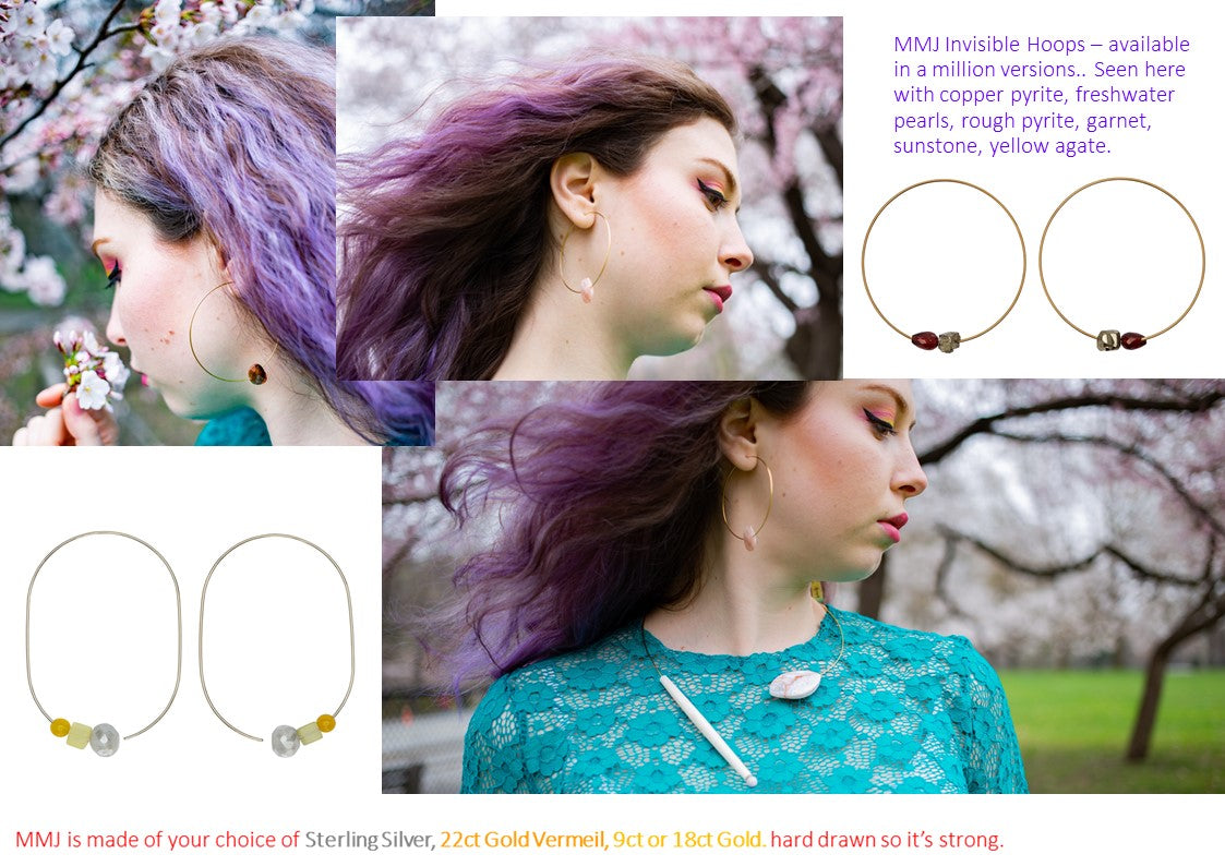 Medium Round Hoops with Gemstones - marvellous metallic & neutral colours