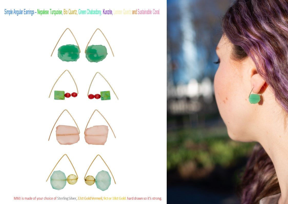 Petite Triangle Lobe Huggers with Orange Coral and Blue Turquoise