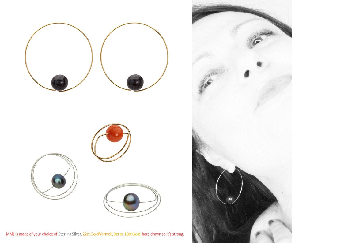 Long Curve Earrings with Peacock Pearls