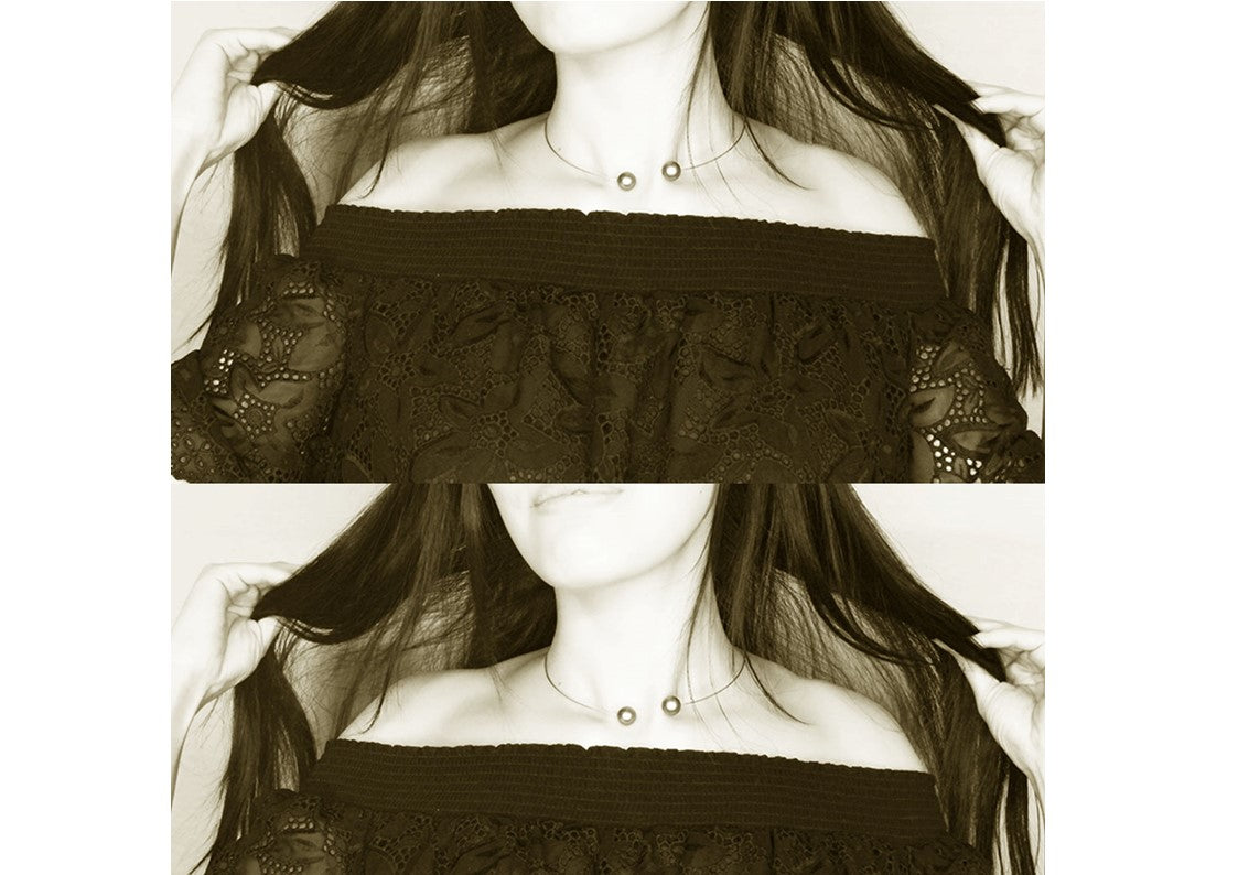 Round Neckwire with Grey Freshwater Pearl (10mm)