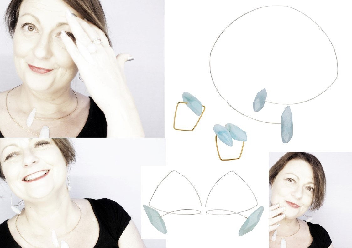 Asymmetric Neckwire with Lapis Lazuli