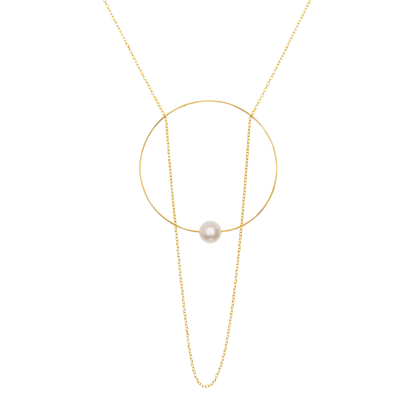 Statement Circle Pendant with Round Freshwater Pearl