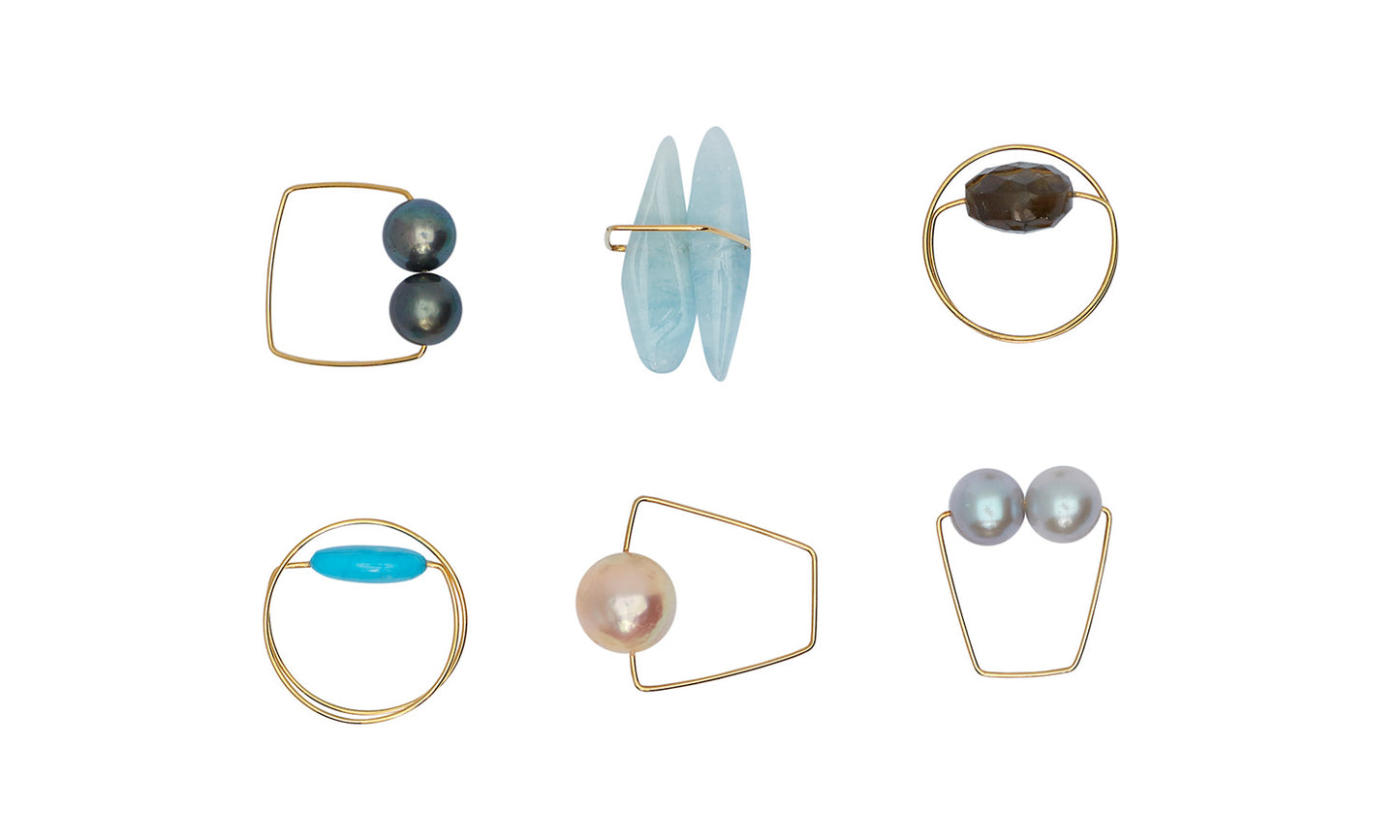 Square Ring with Peacock Freshwater Pearls