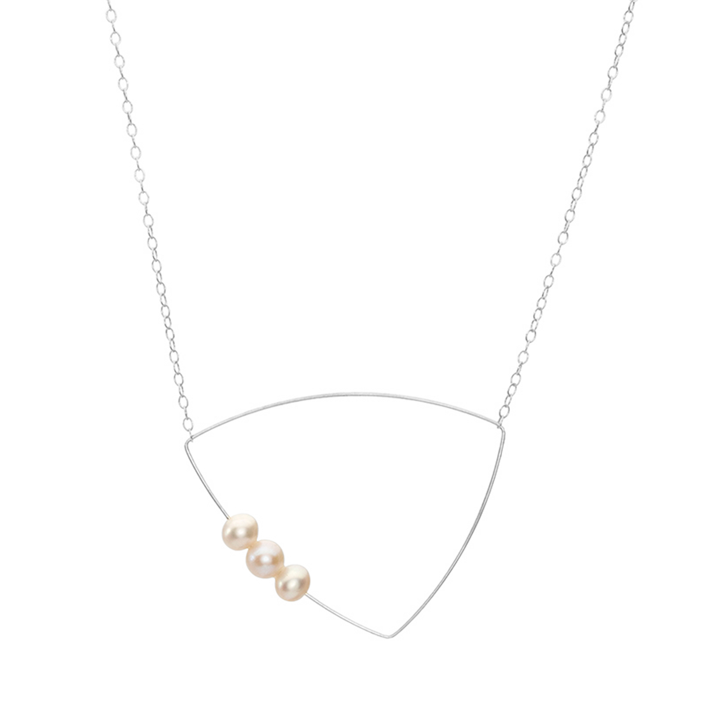 Triangle Pendant Necklace with Round Freshwater Pearls