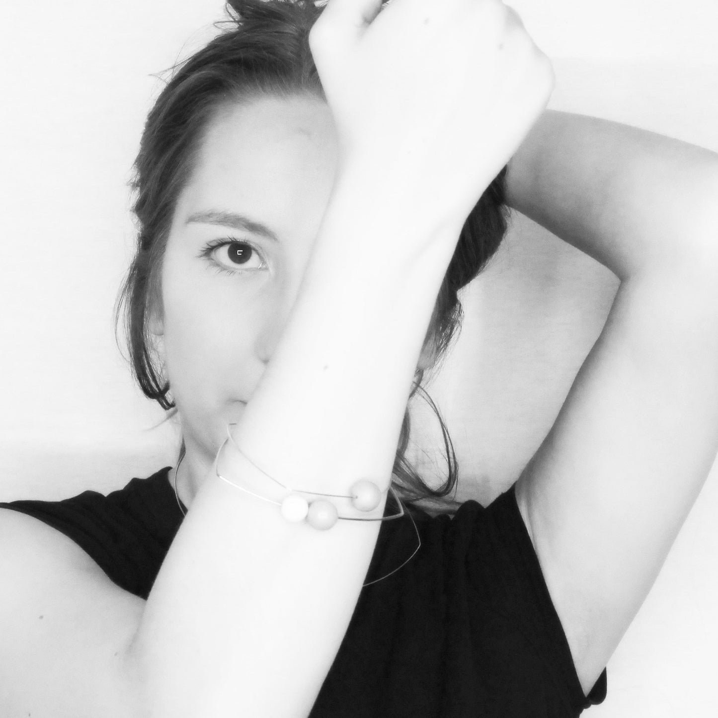 Triangle Bangle with Round Freshwater Pearls