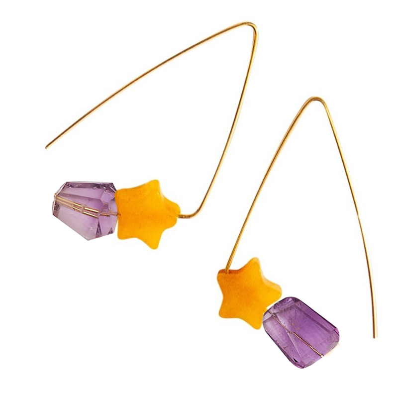 Petite Triangle Lobe Huggers with Aventurine Stars and Gemstones