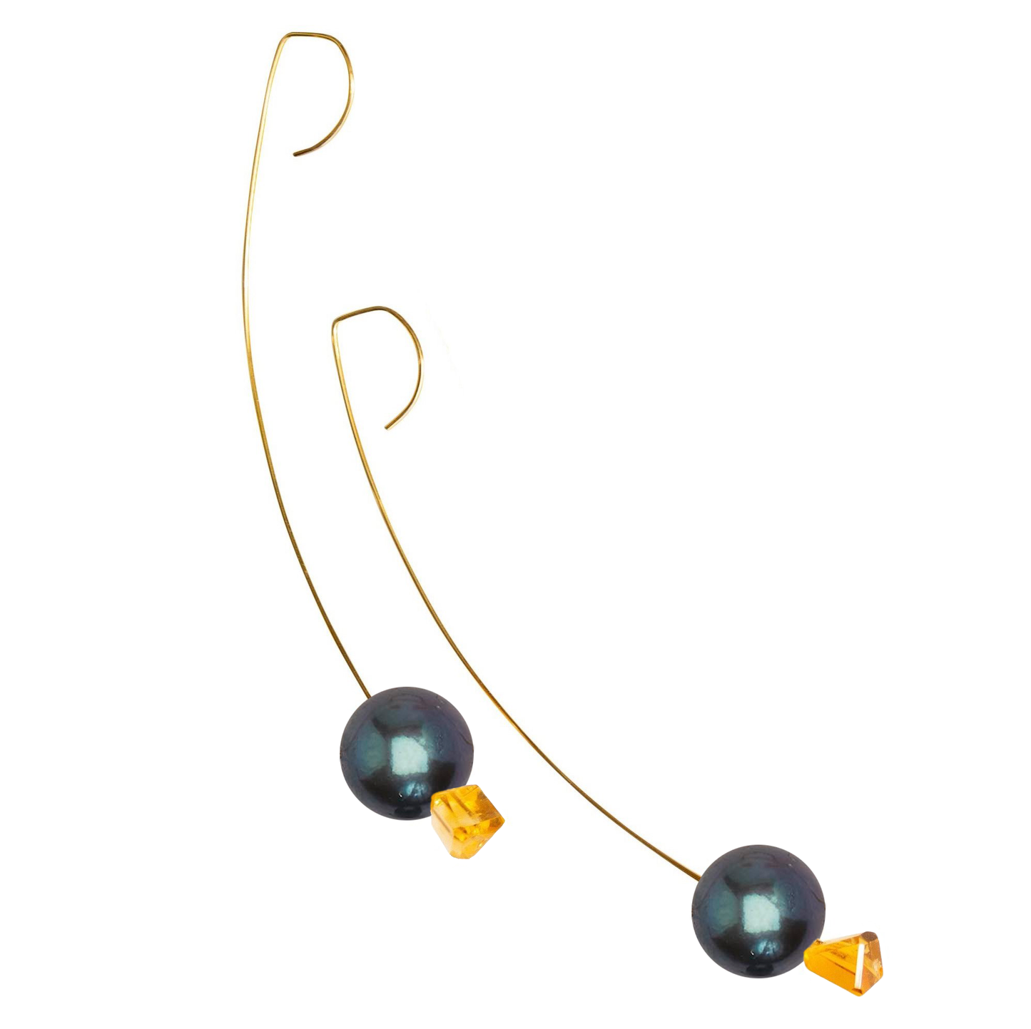 Medium Drop Earrings with Citrine Gemstone and Freshwater Pearls