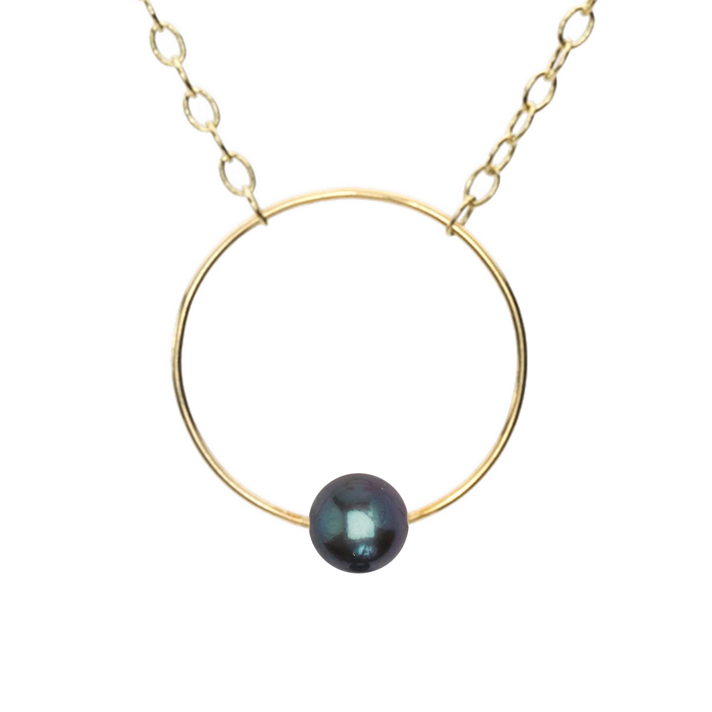 Petite Circle Pendant Necklace with Round Freshwater Pearl