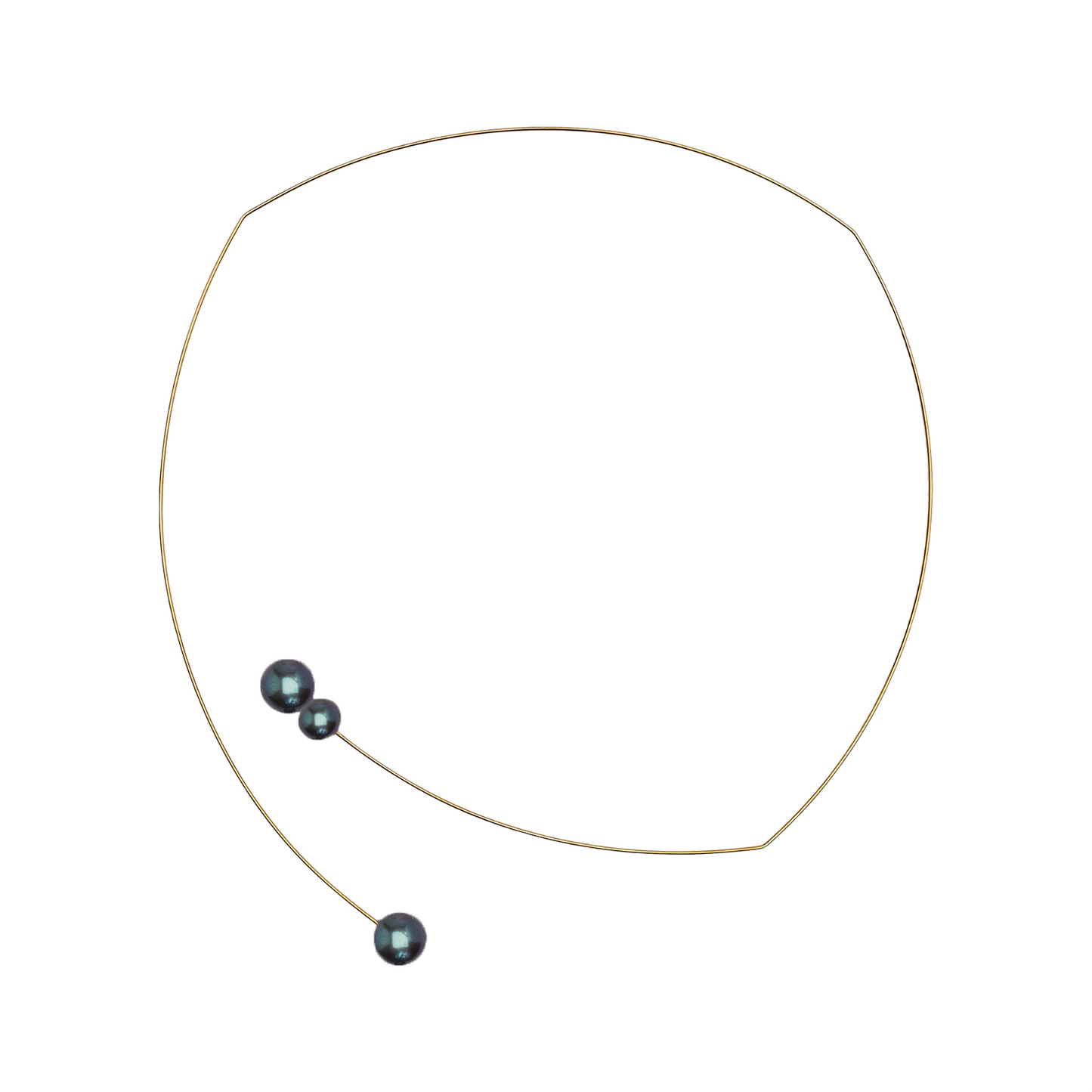 Square Asymmetric Neckwire with Round Freshwater Pearls