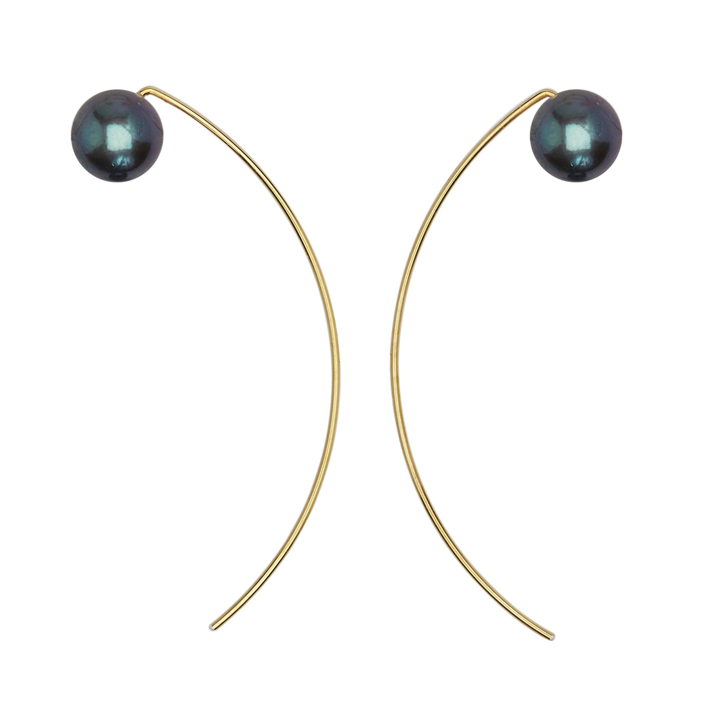 Curve Earrings with Round Freshwater Pearls (7mm)
