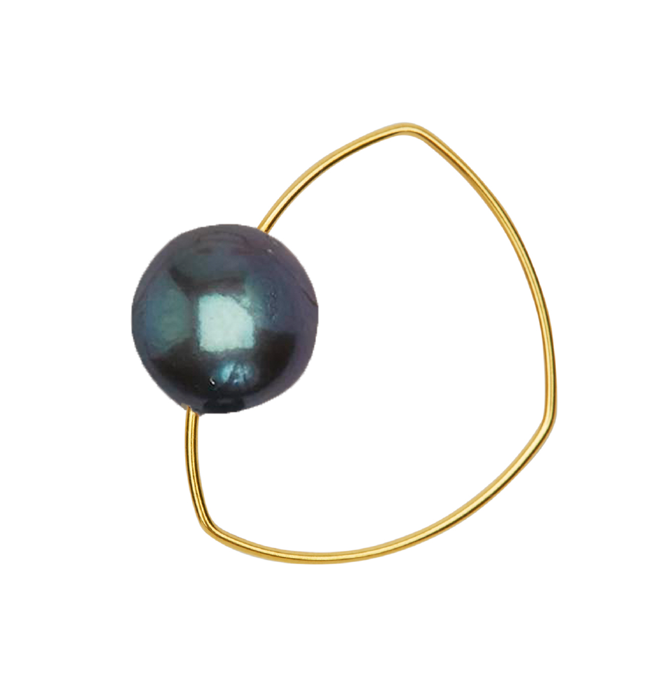 Triangle Ring with Peach Ripley Baroque or Freshwater Pearl (14mm)