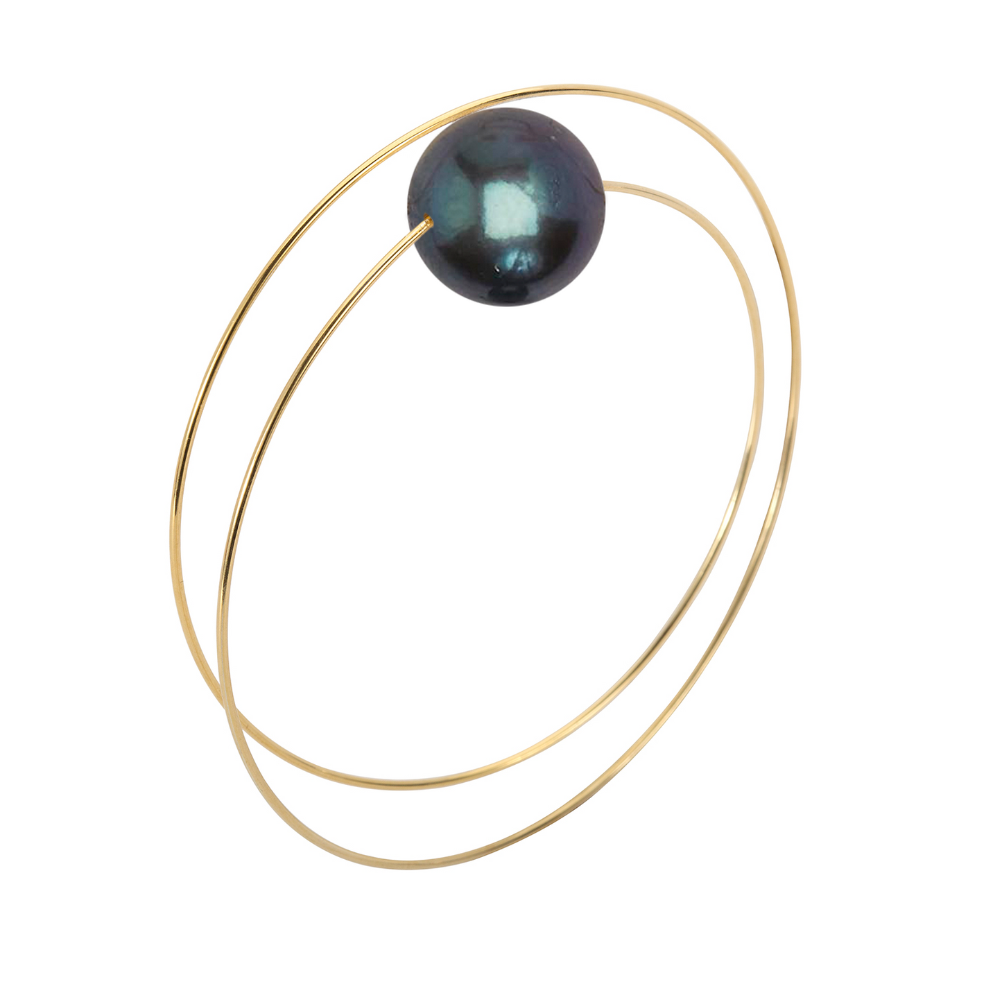 Circle Wrap Bangle with Large Round Freshwater Pearl