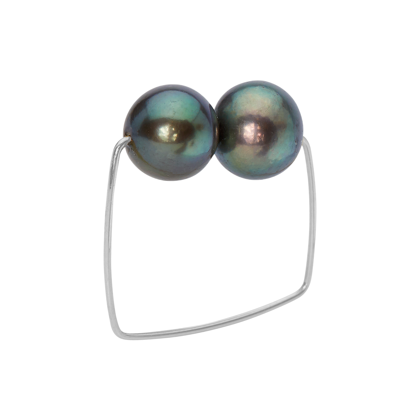 Square Ring with Round Fresh Water Pearls (12mm x 9mm)
