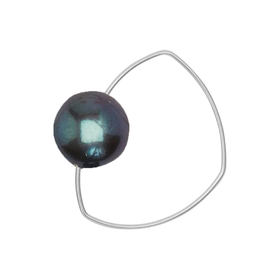 Triangle Ring with Peach Ripley Baroque or Freshwater Pearl (14mm)