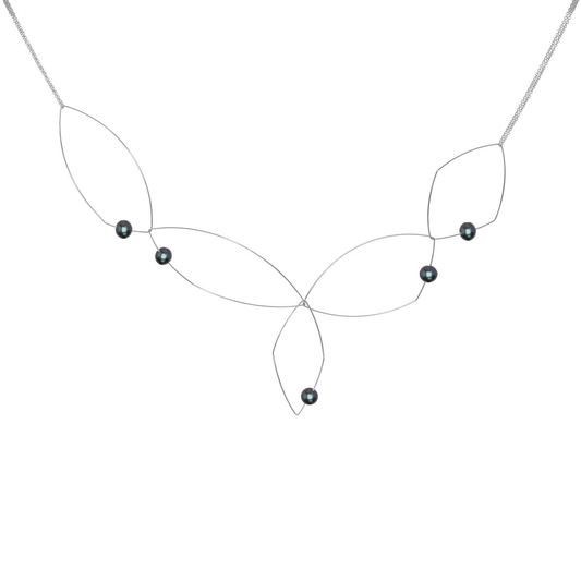 Signature 'Morph It' Multi Wear Abstract Necklace with Round Freshwater Pearls