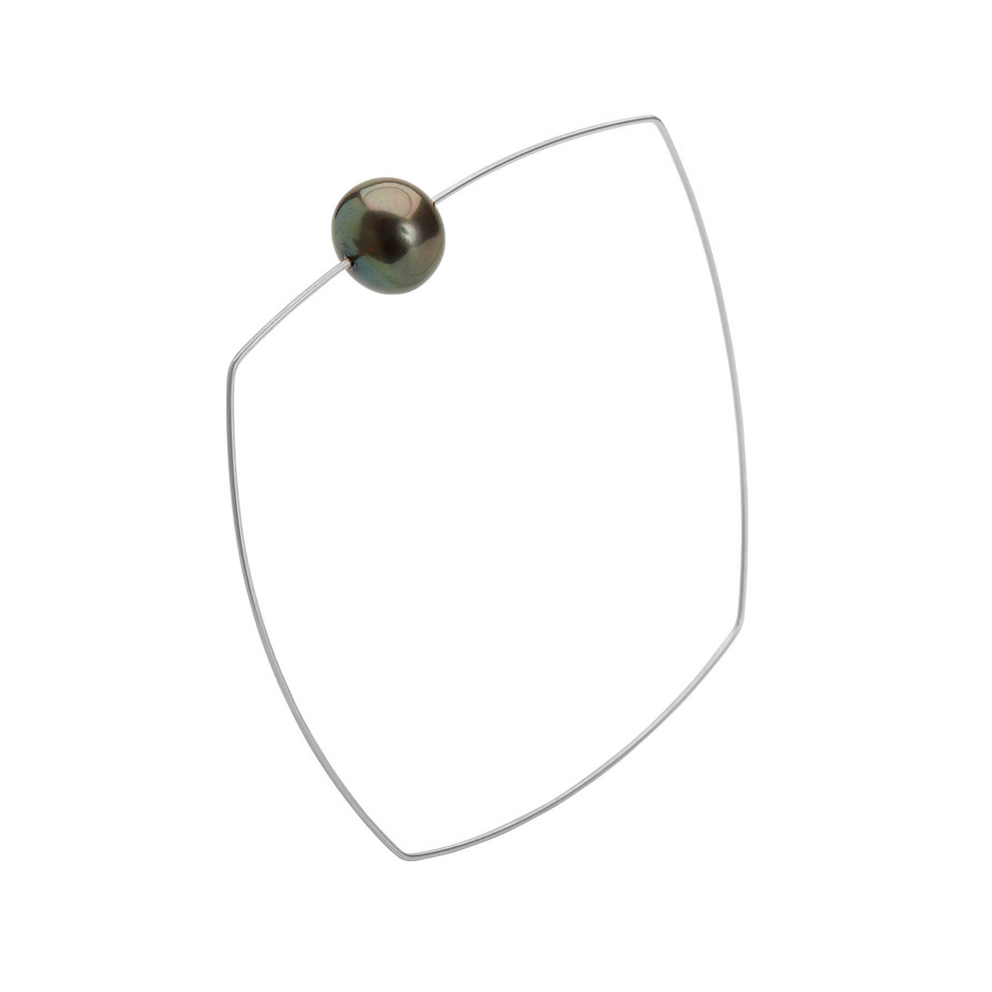 Square Bangle with Round Freshwater Pearl