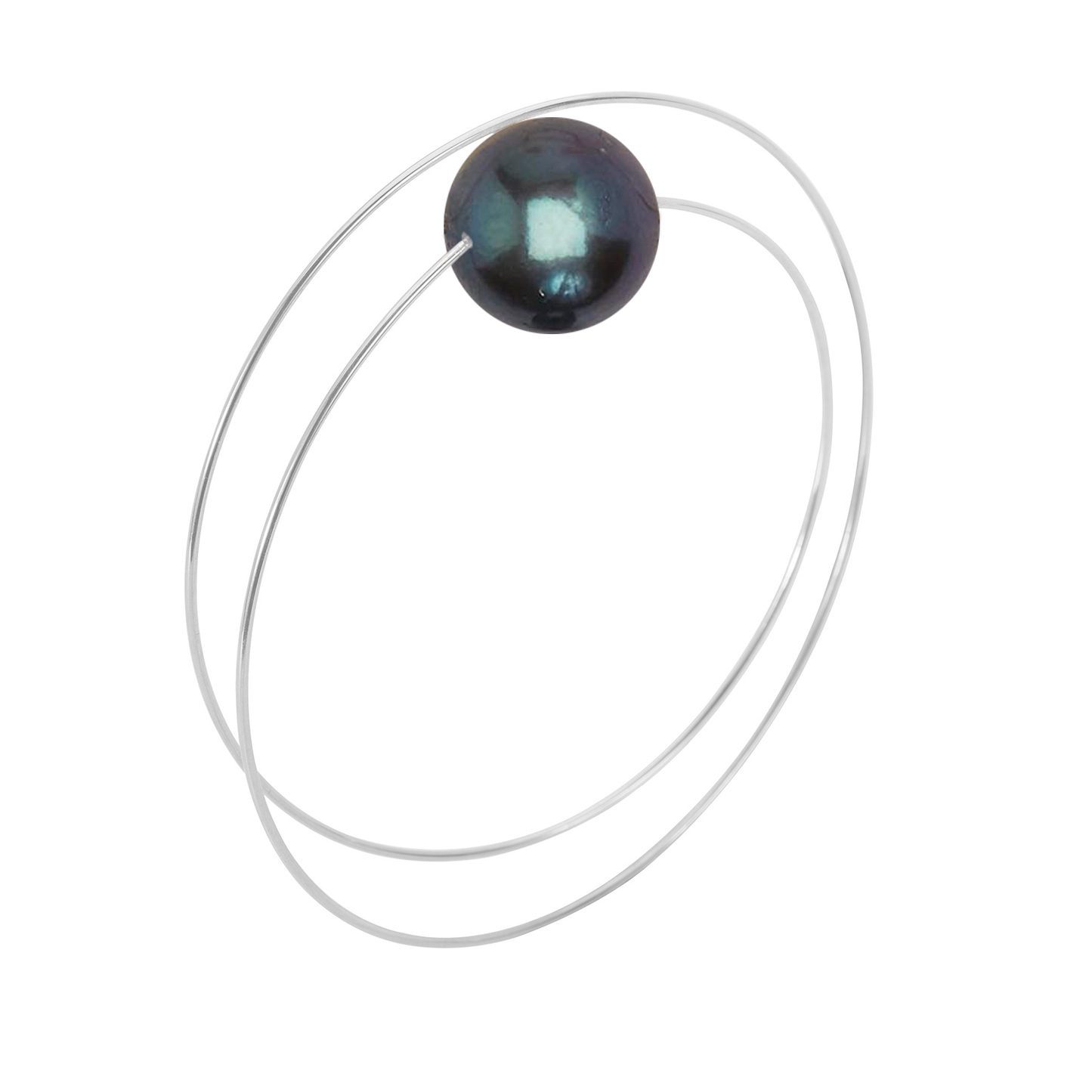 Circle Wrap Bangle with Large Round Freshwater Pearl