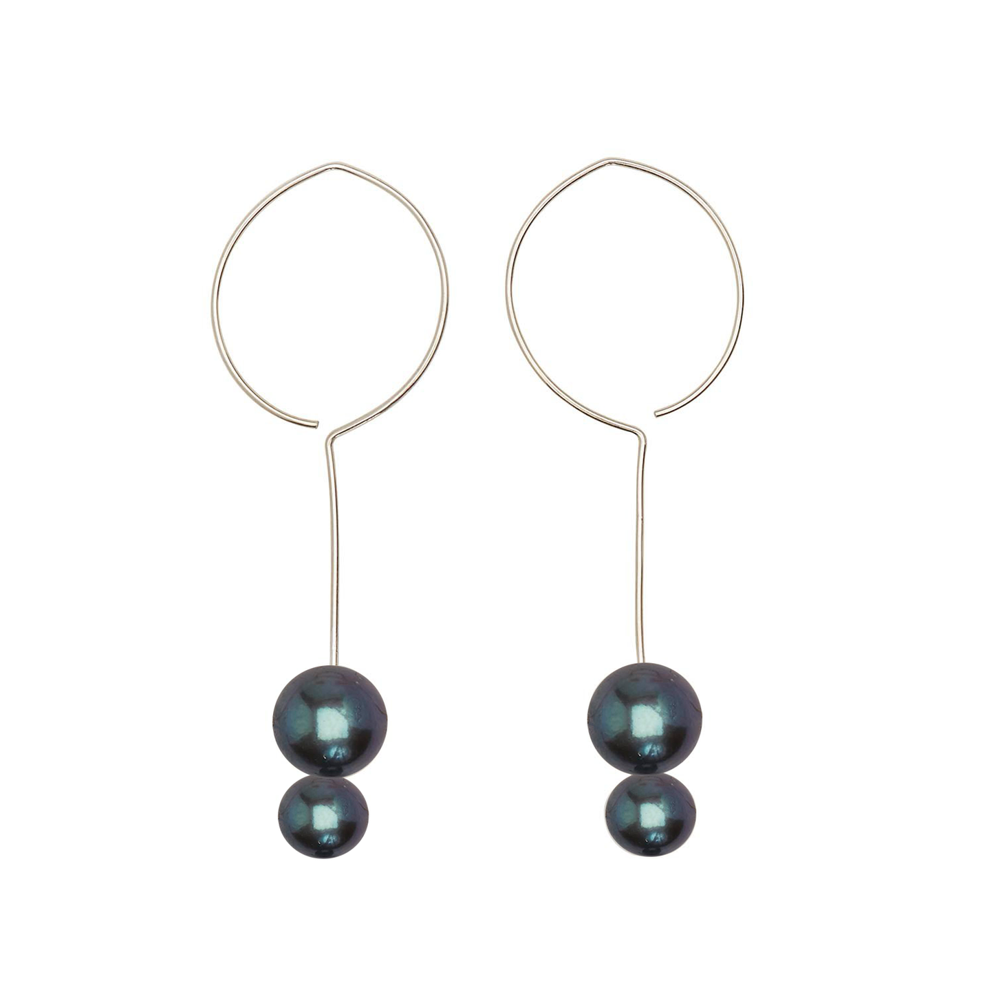 Long Round Drop Earrings with Round Freshwater Pearls