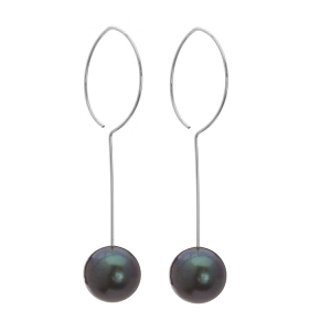 Long Drop Earrings with Round Freshwater Pearls (12mm)