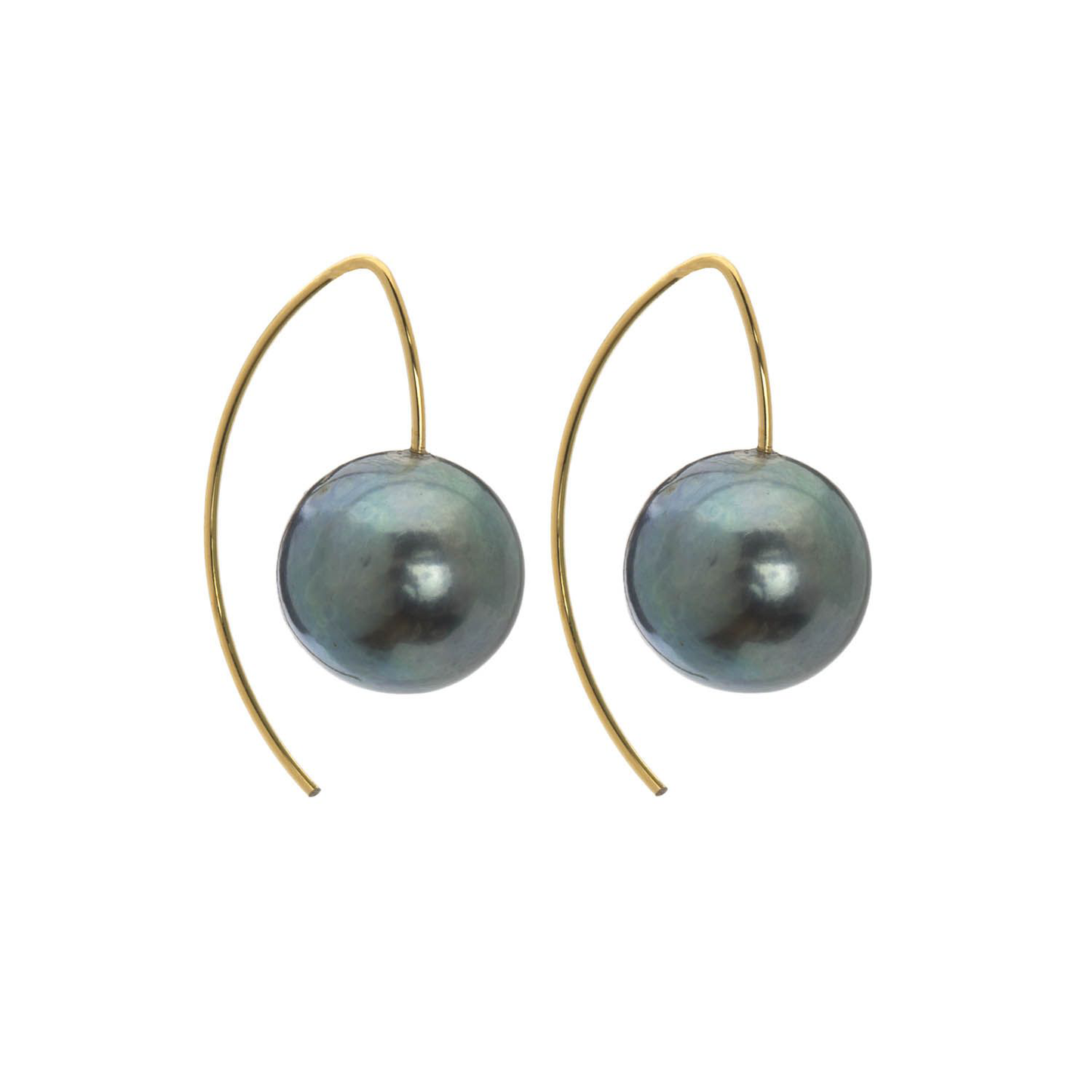 Short Curve Earrings with Round Freshwater Pearls (9mm)
