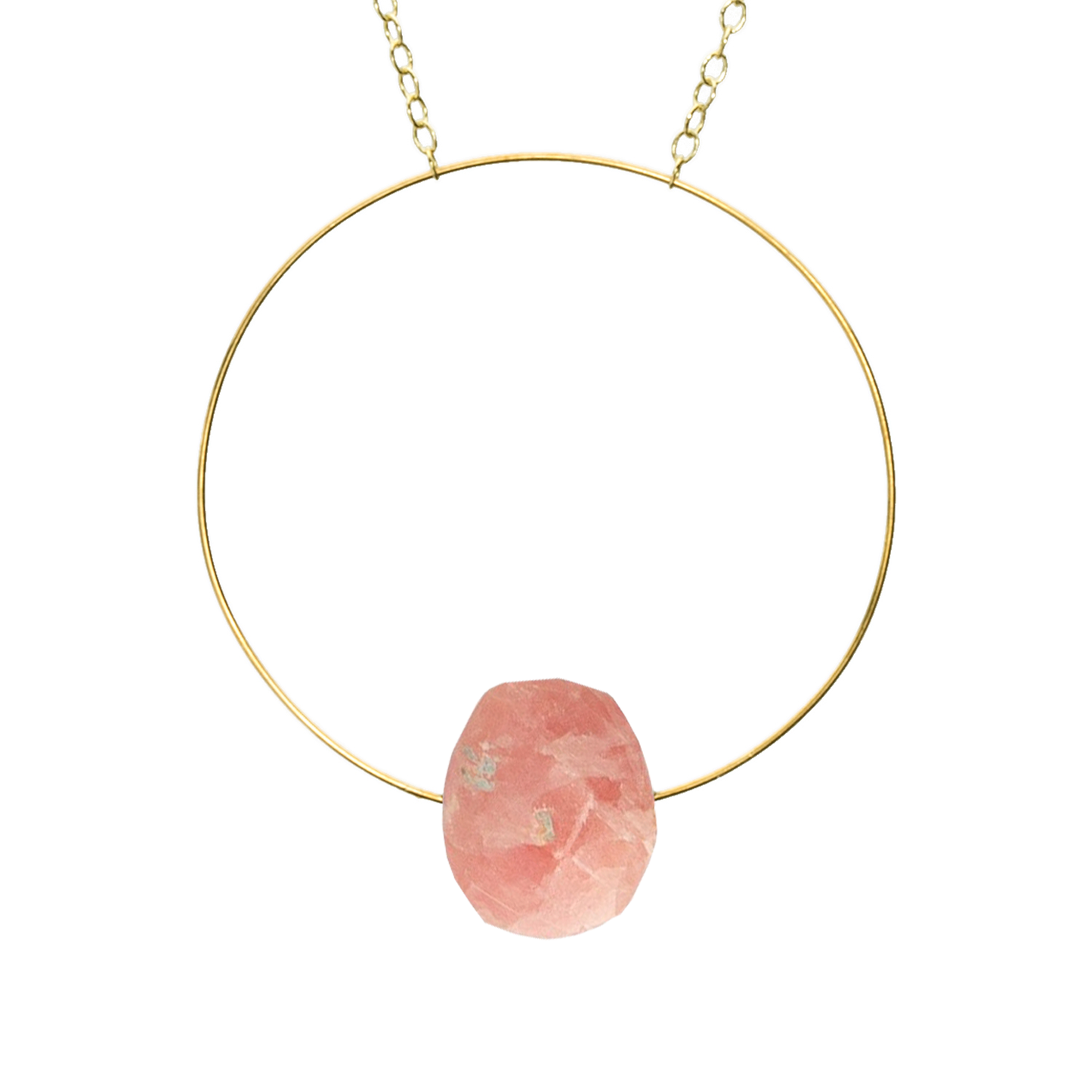 Circle Pendant Necklace with hand-cut Gemstones