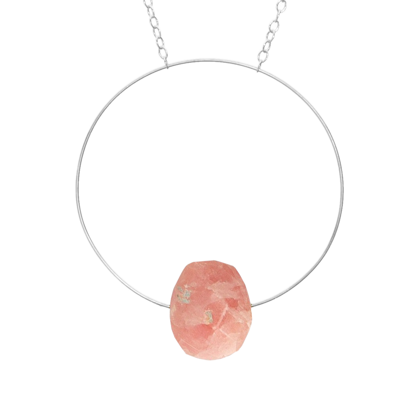 Circle Pendant Necklace with hand-cut Gemstones