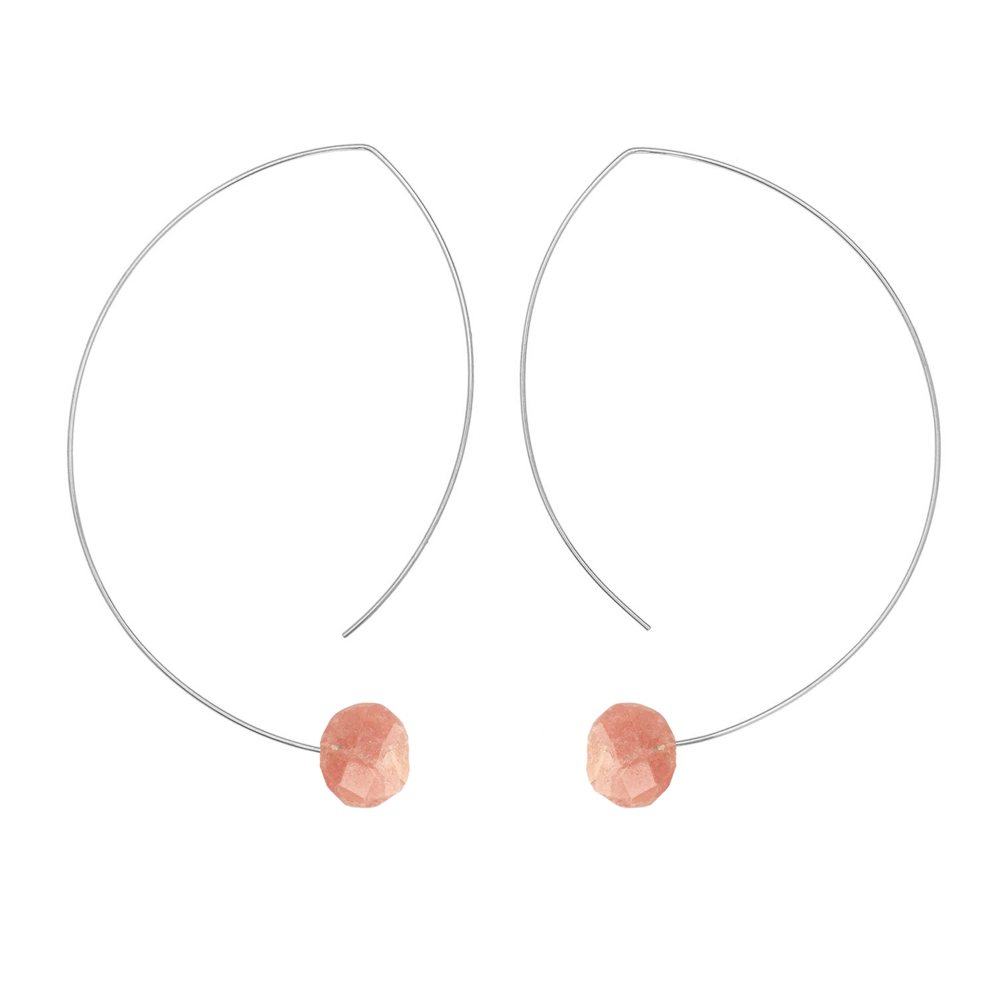 Angled Curve Earrings with hand-cut precious gems