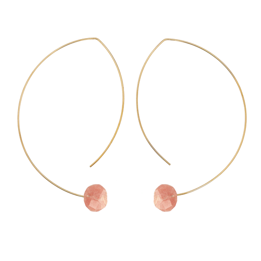 Angled Curve Earrings with hand-cut precious gems