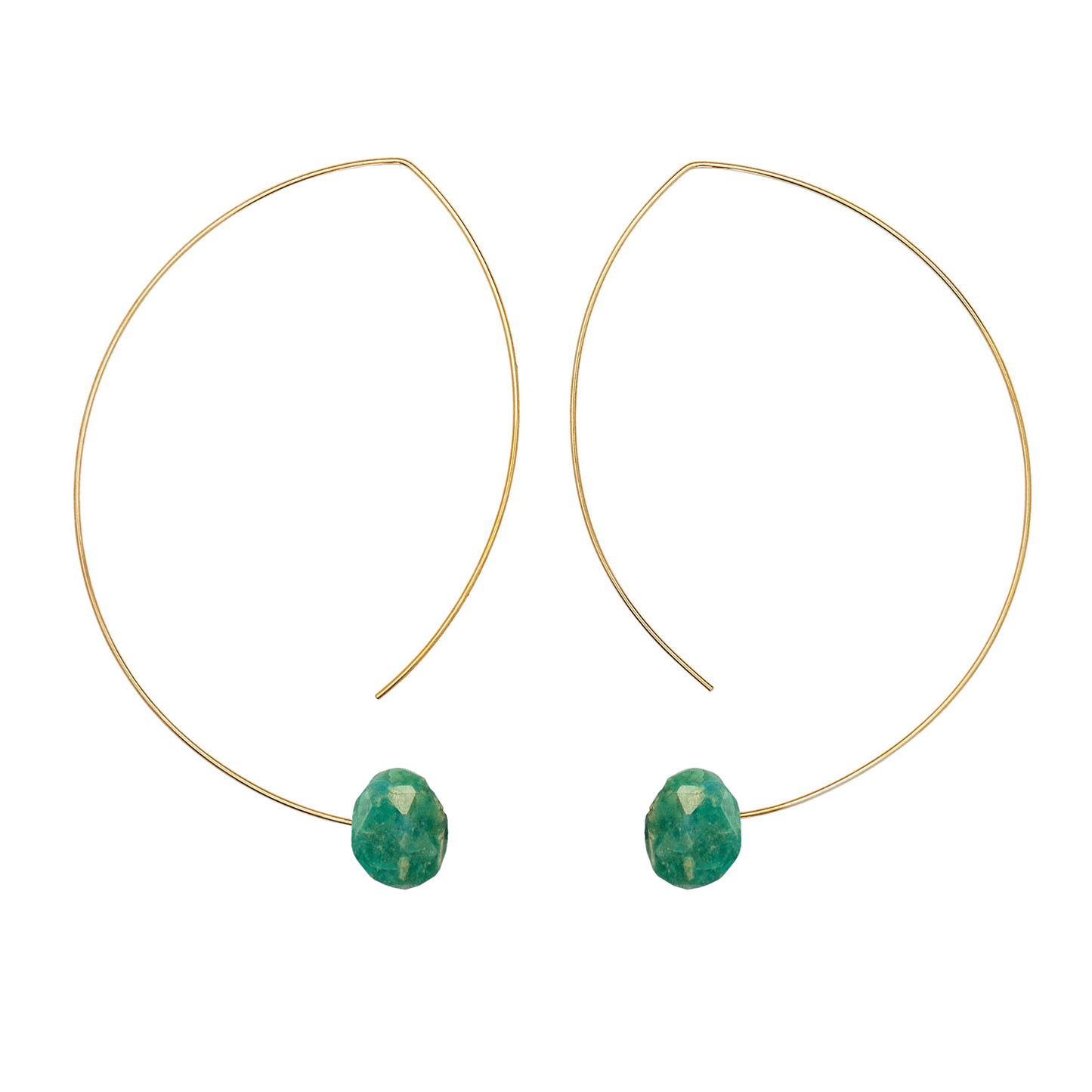 Angled Curve Earrings with hand-cut precious gems
