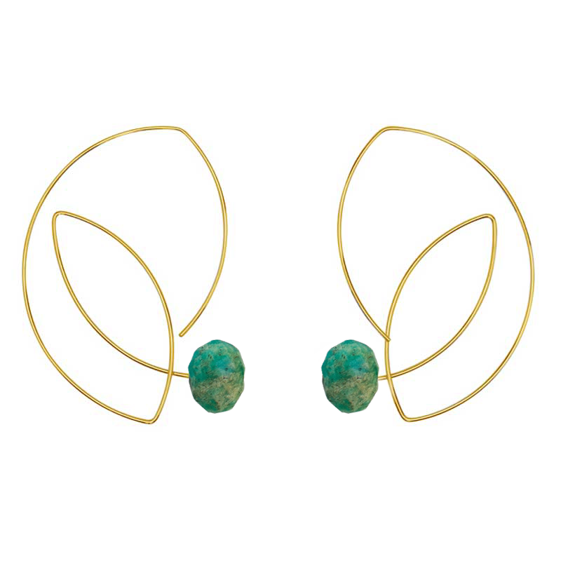 Large Cubist Curvaceous Earrings with Hand-Cut Gemstones