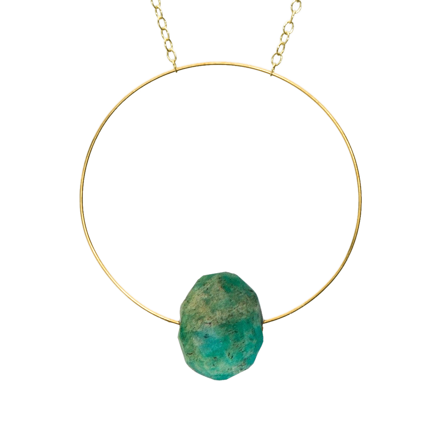 Circle Pendant Necklace with hand-cut Gemstones