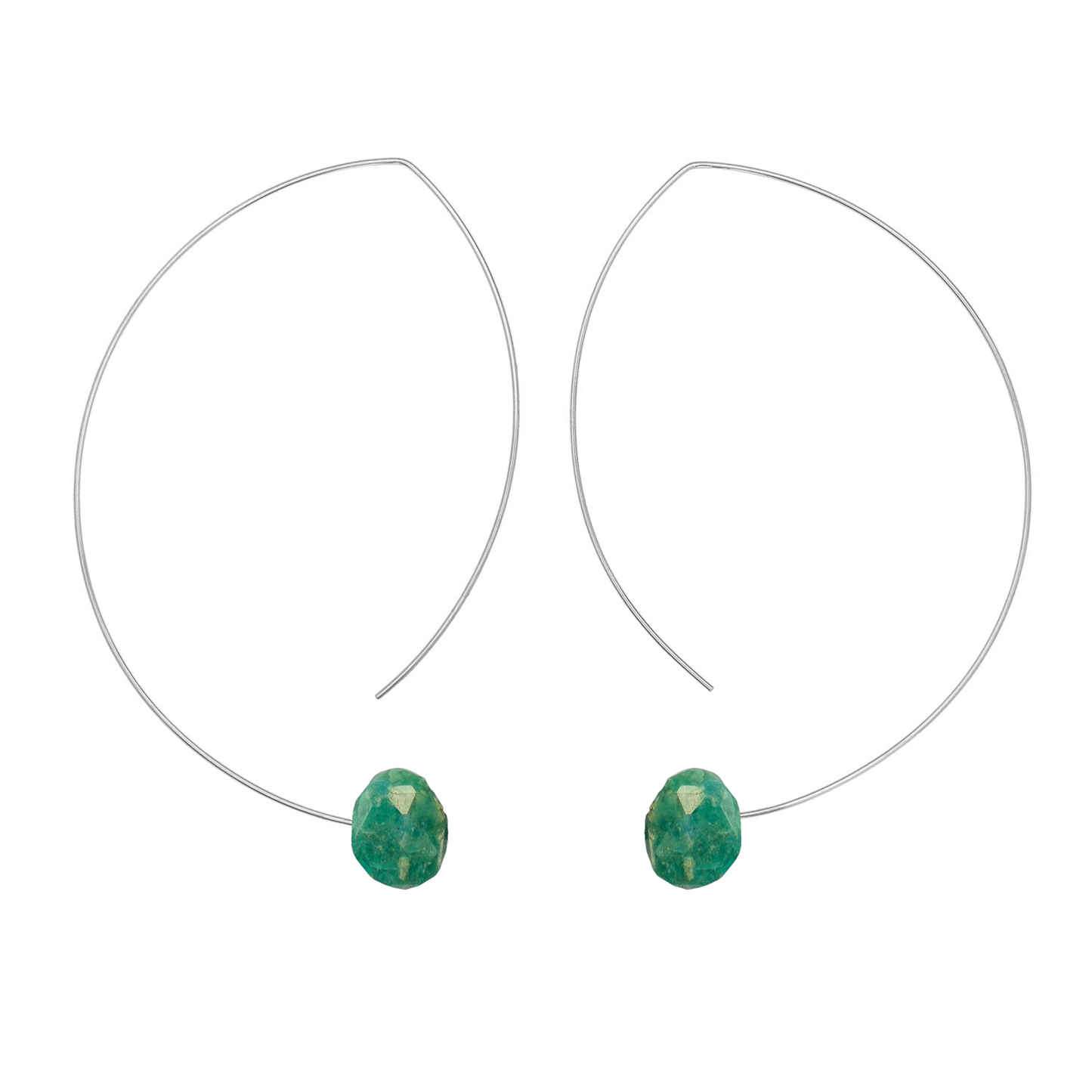 Angled Curve Earrings with hand-cut precious gems