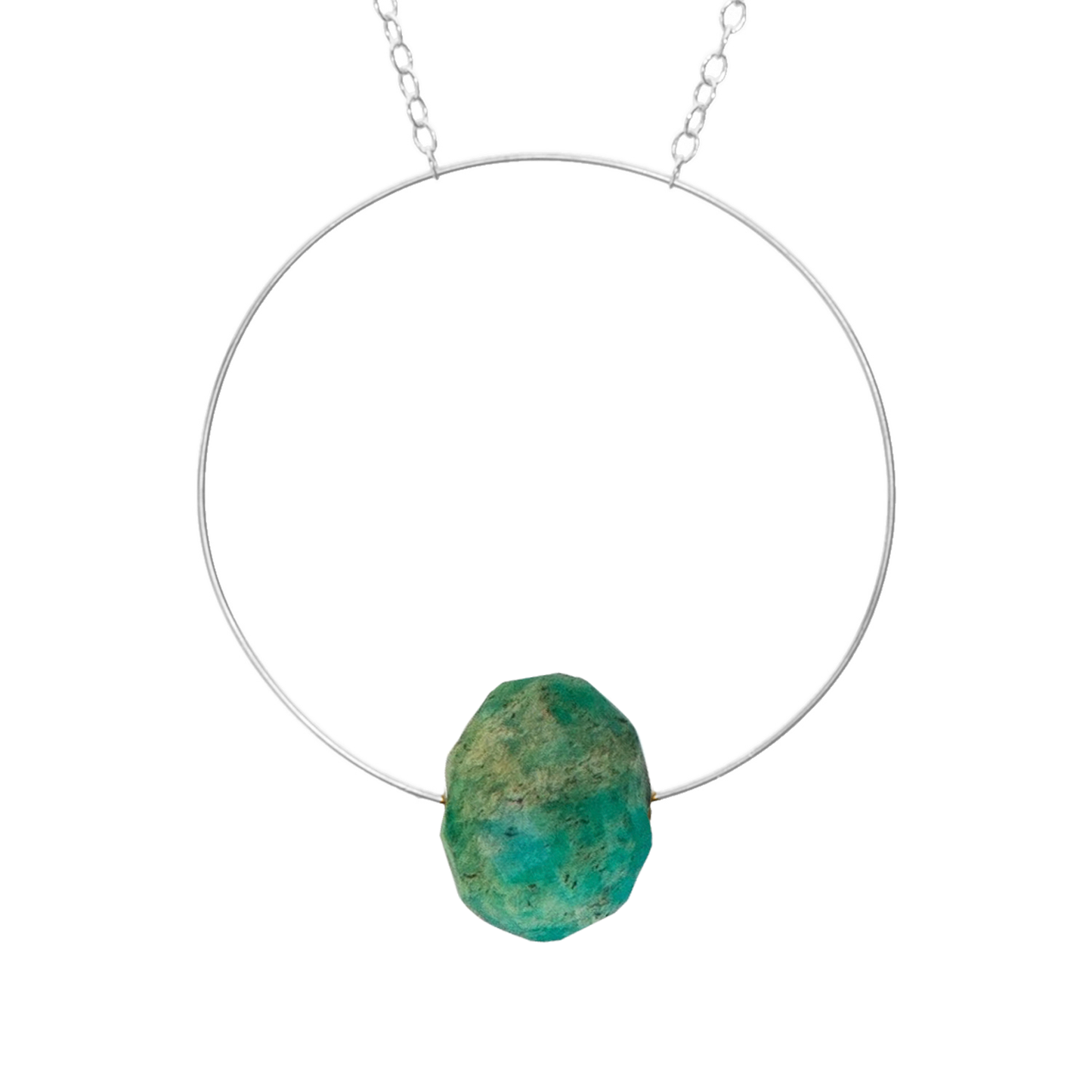 Circle Pendant Necklace with hand-cut Gemstones