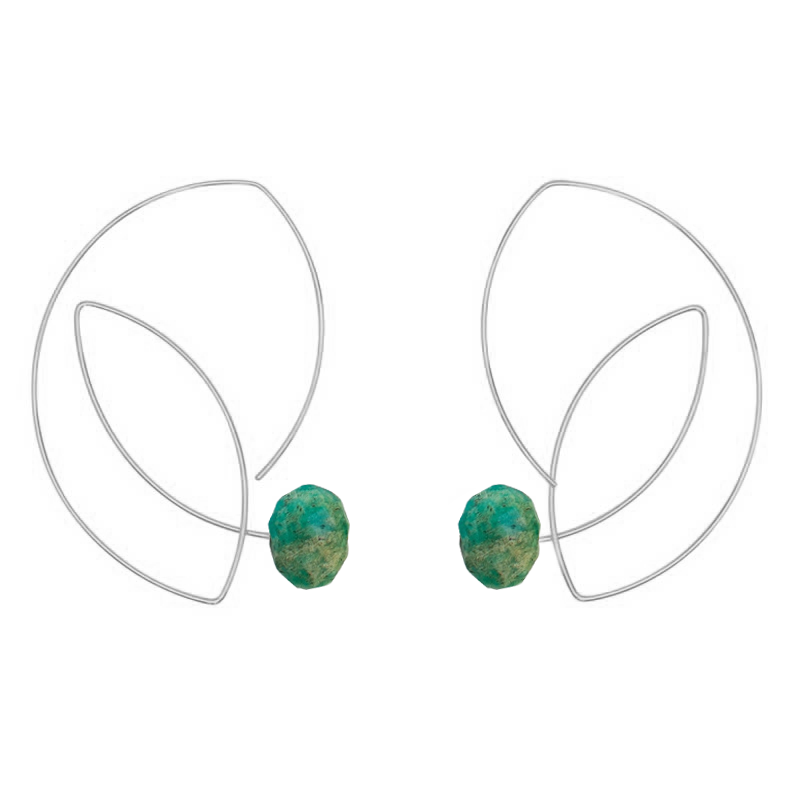 Large Cubist Curvaceous Earrings with Hand-Cut Gemstones