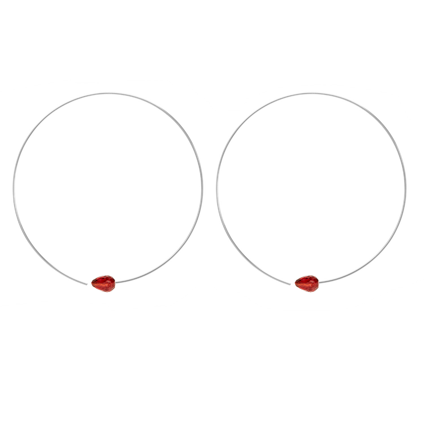 Medium Round Hoops with Drop Gems