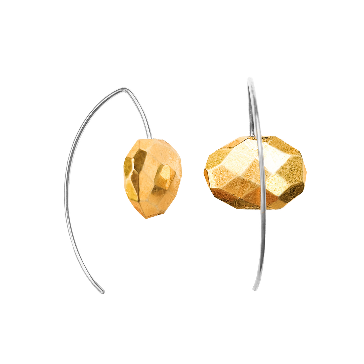 Short Curve Earrings with Hand-cut Precious Gemstones