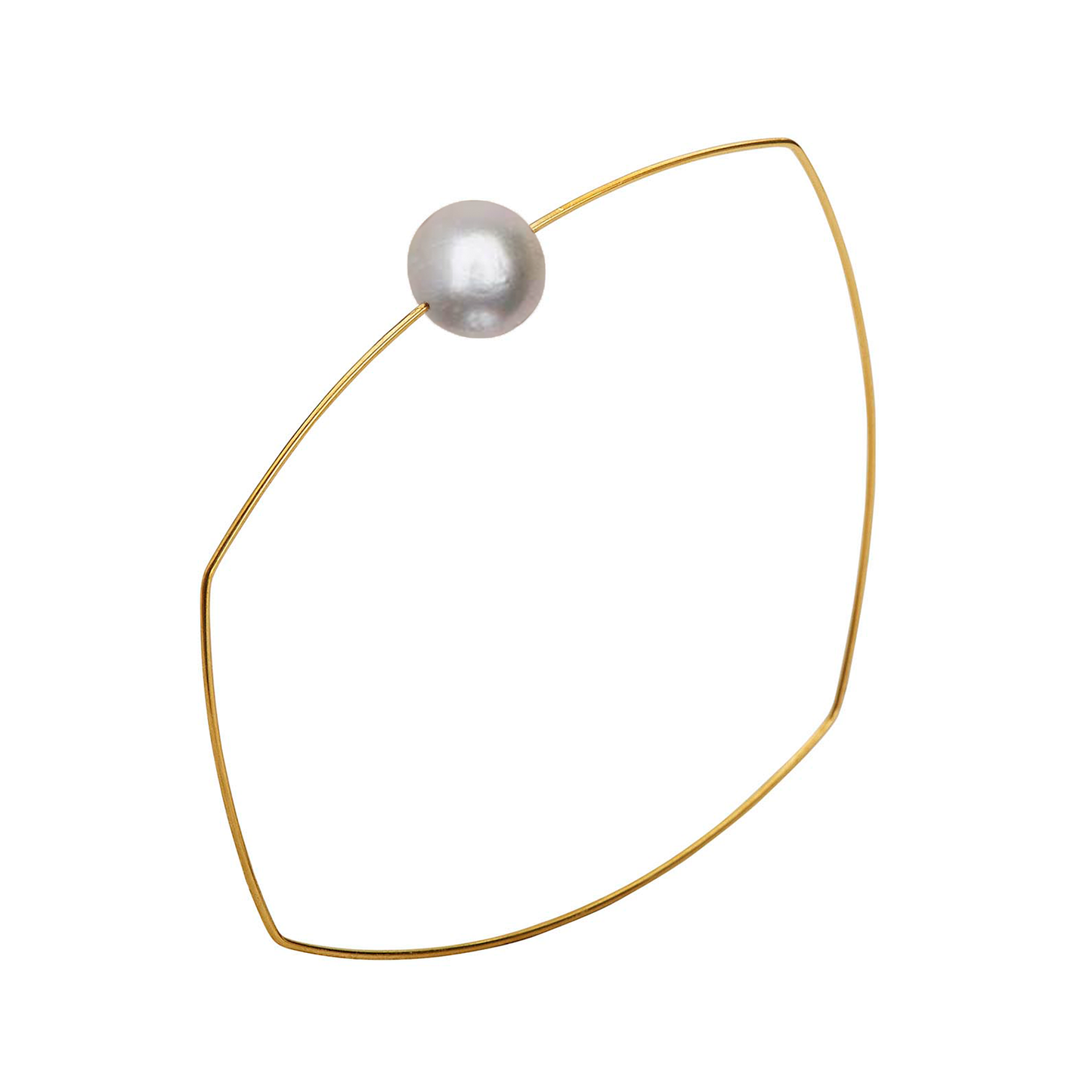 Asymmetric Square Bangle with 9mm Round Freshwater Pearl