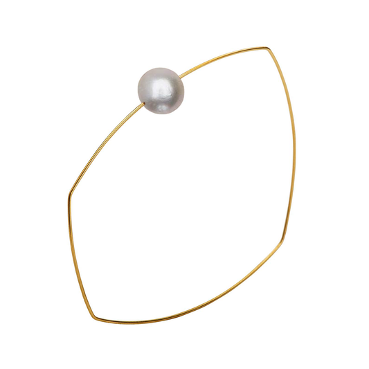 Asymmetric Square Bangle with 9mm Round Freshwater Pearl
