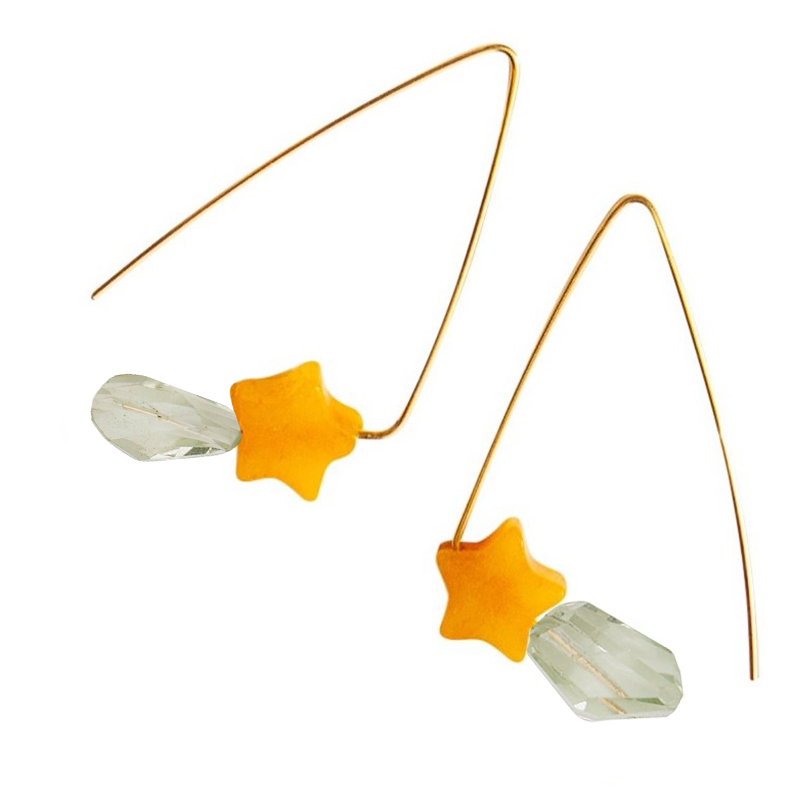 Petite Triangle Lobe Huggers with Aventurine Stars and Gemstones