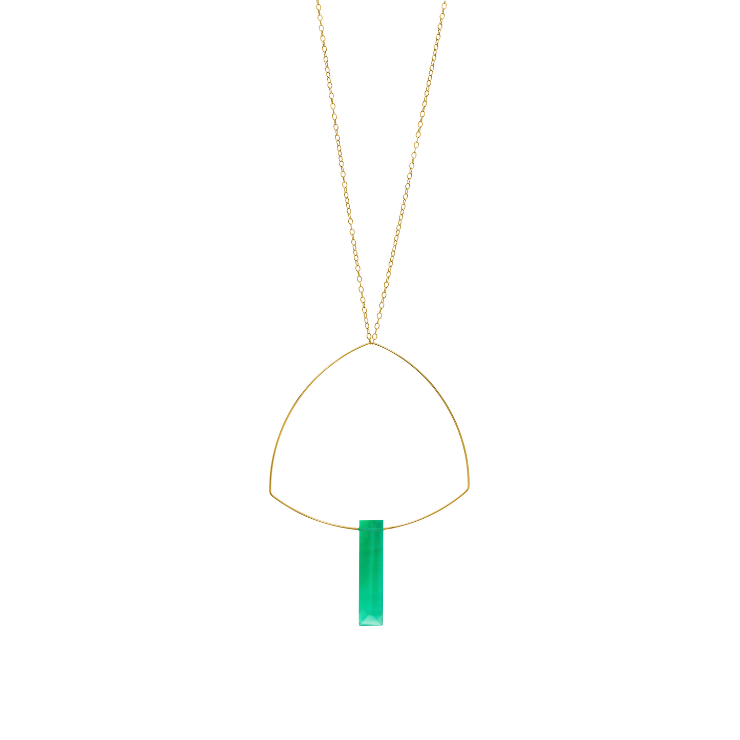 Large Triangle Necklace Pendant with Gemstones