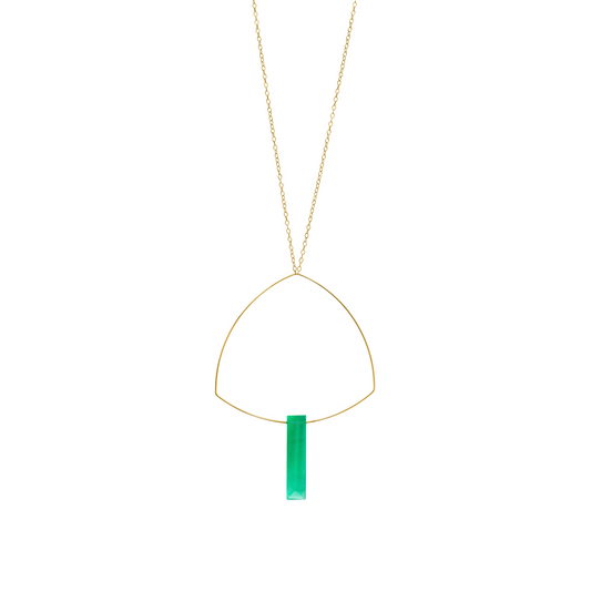 Large Triangle Necklace Pendant with Gemstones