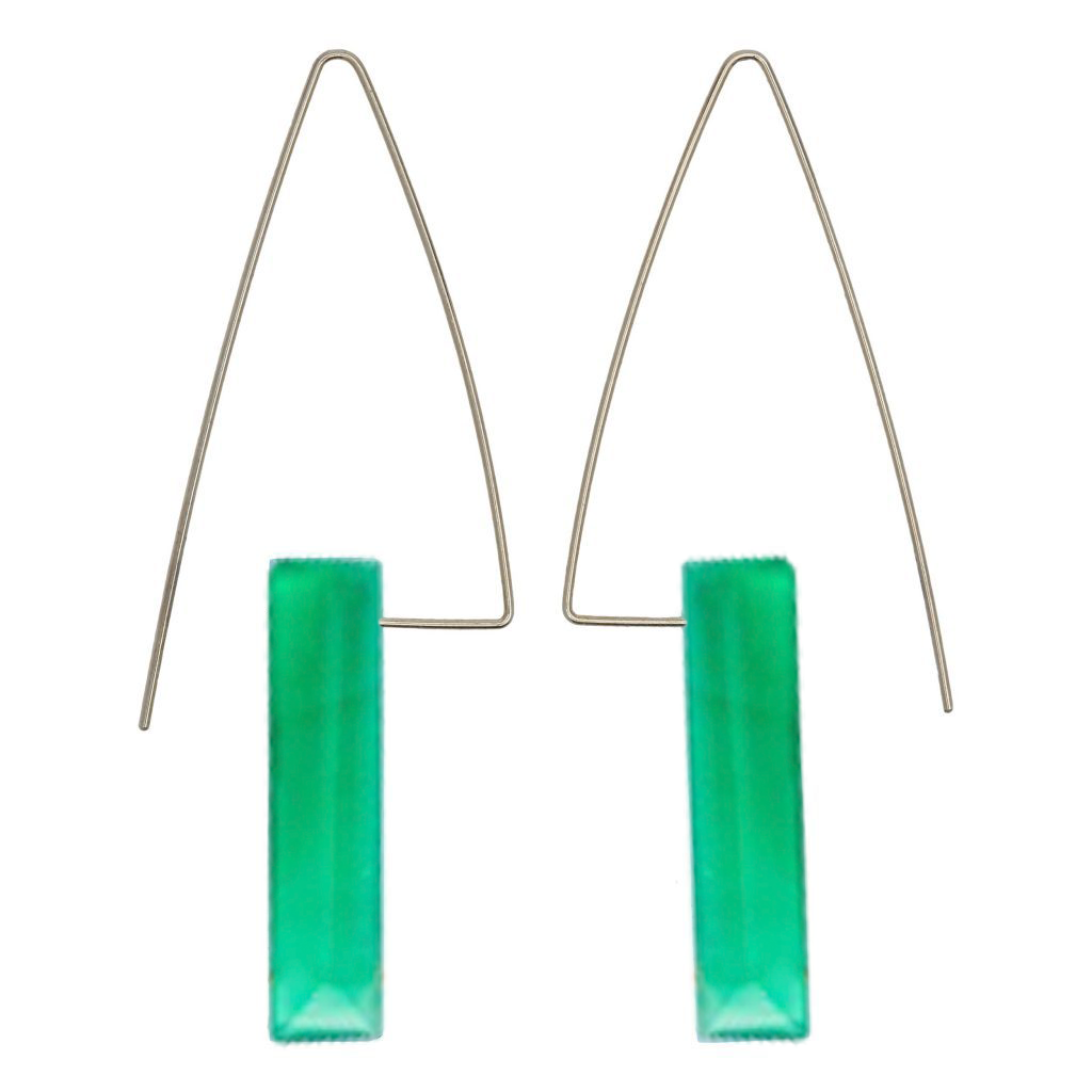 Tall Triangle Earrings with Gemstones