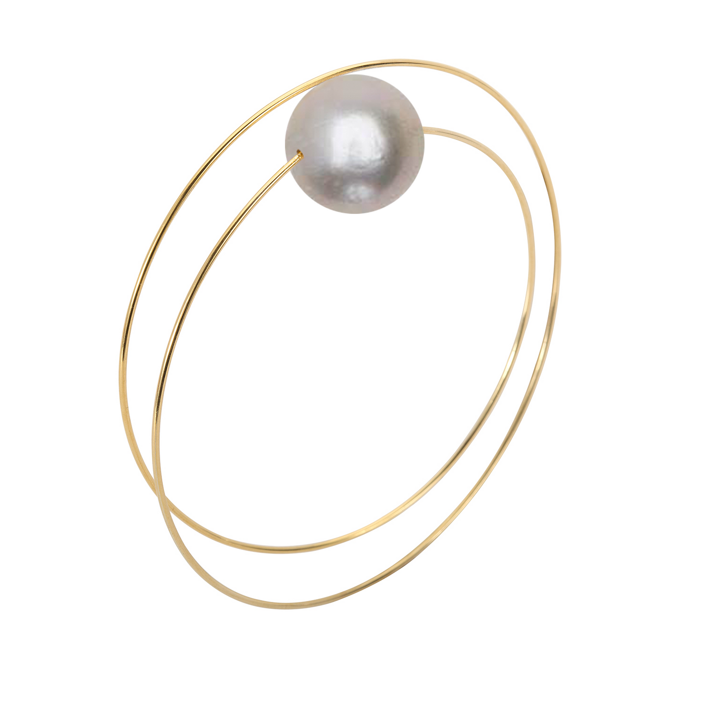 Circle Wrap Bangle with Large Round Freshwater Pearl