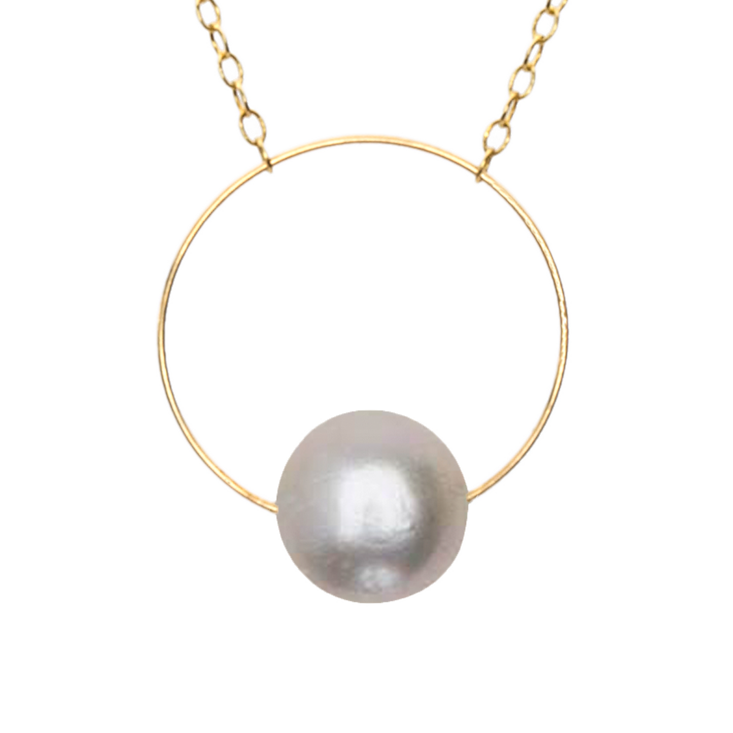 Medium Circle Pendant Necklace with Round Freshwater Pearl