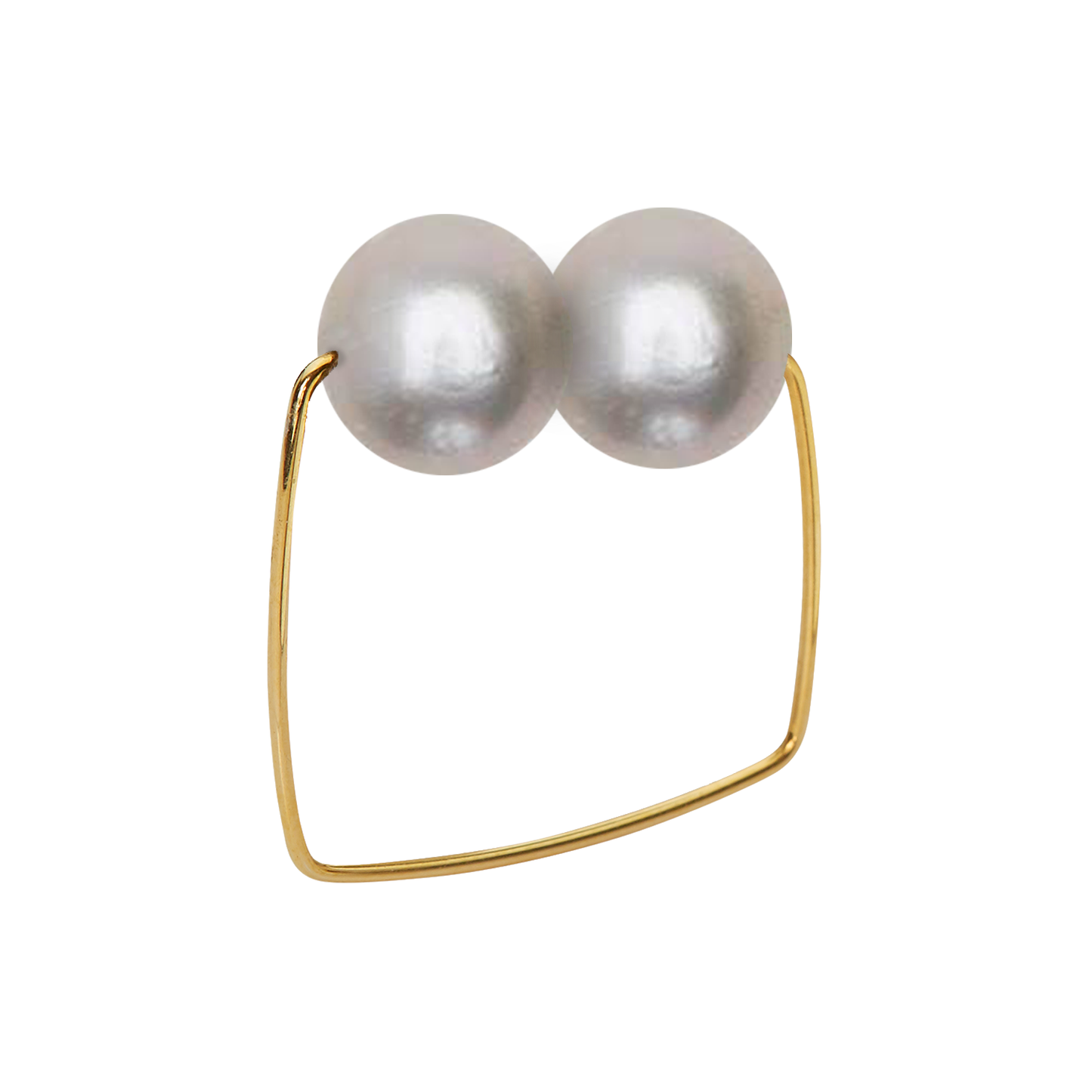 Square Ring with Round Fresh Water Pearls (12mm x 9mm)