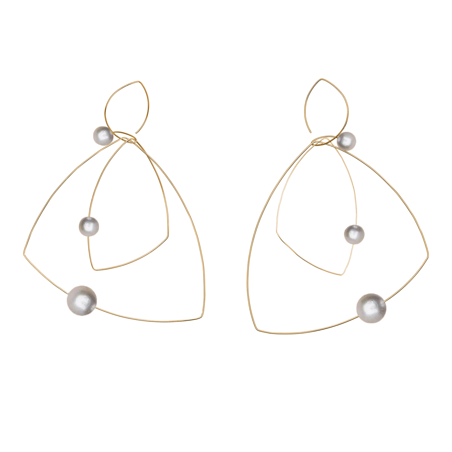 'Morph It' Earrings with Round Freshwater Pearl Trio