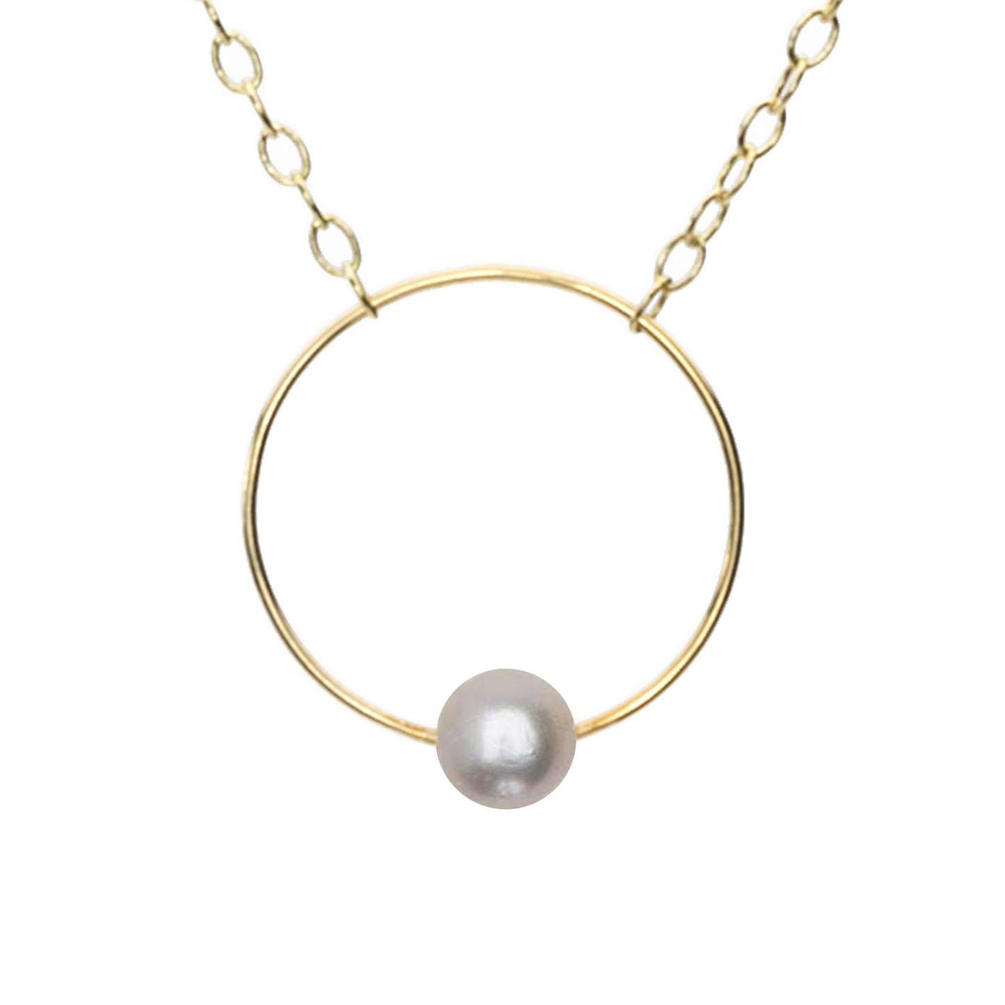 Petite Circle Pendant Necklace with Round Freshwater Pearl
