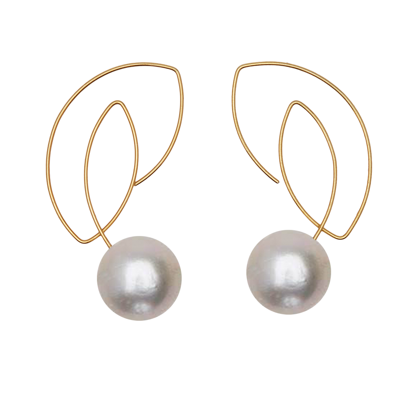 Cubist Earrings with Round Freshwater Pearls
