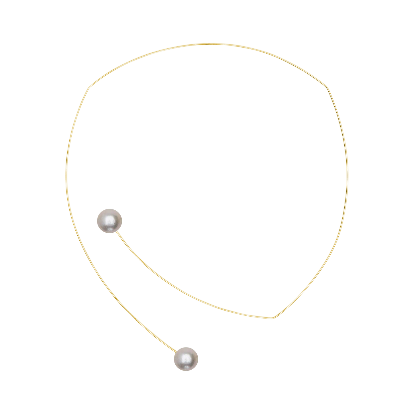 Square Asymmetric Neckwire with Round Freshwater Pearls (12mm)