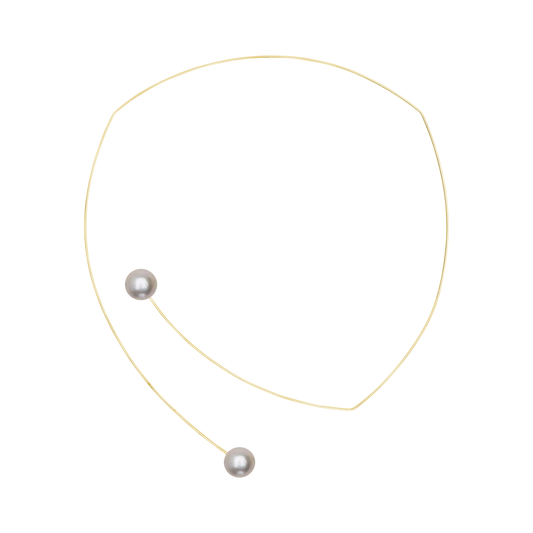 Square Asymmetric Neckwire with Round Freshwater Pearls (12mm)